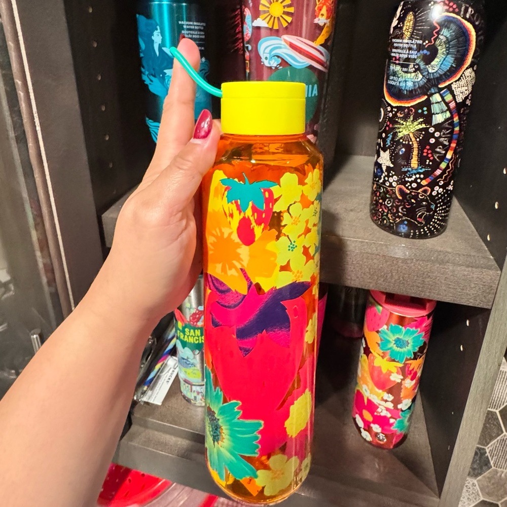 Starbucks Vibrant Floral Water Bottle - Yellow, Red, Blue